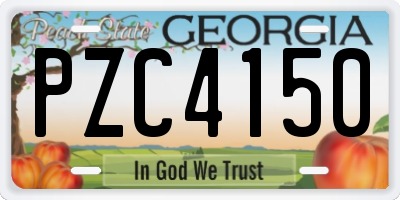 GA license plate PZC4150