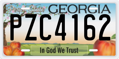 GA license plate PZC4162