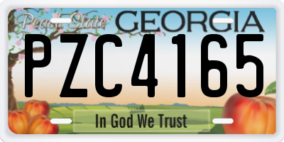 GA license plate PZC4165
