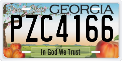 GA license plate PZC4166