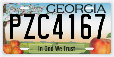 GA license plate PZC4167