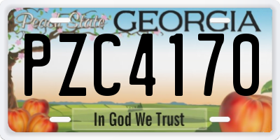 GA license plate PZC4170