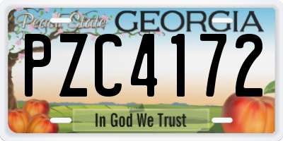 GA license plate PZC4172