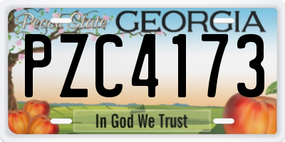 GA license plate PZC4173