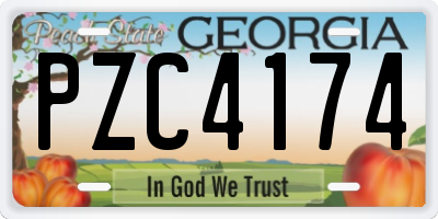 GA license plate PZC4174