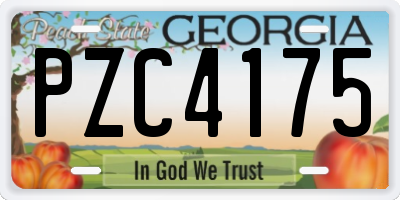 GA license plate PZC4175