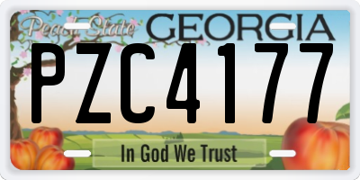 GA license plate PZC4177