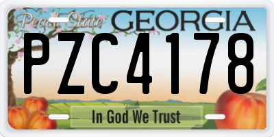 GA license plate PZC4178