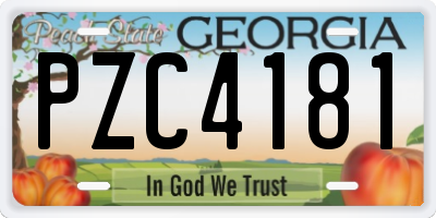 GA license plate PZC4181