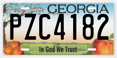 GA license plate PZC4182