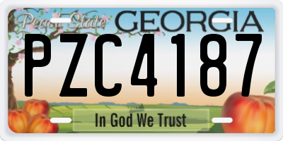 GA license plate PZC4187
