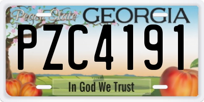 GA license plate PZC4191