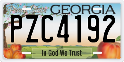 GA license plate PZC4192
