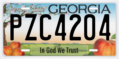 GA license plate PZC4204