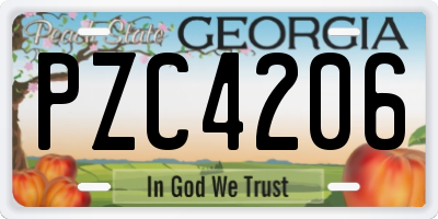 GA license plate PZC4206