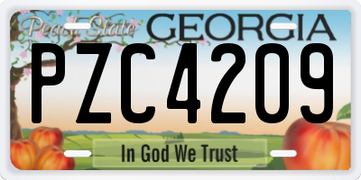 GA license plate PZC4209