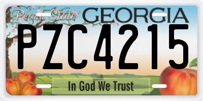 GA license plate PZC4215