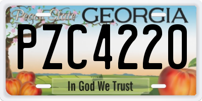 GA license plate PZC4220