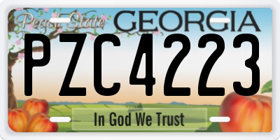 GA license plate PZC4223