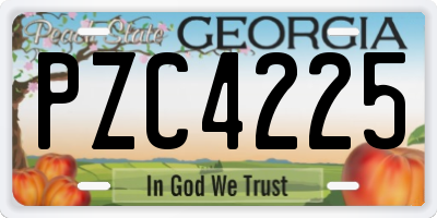 GA license plate PZC4225