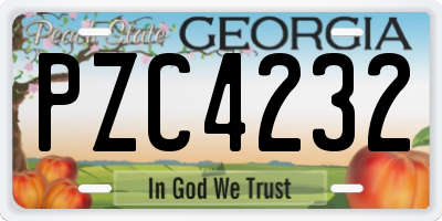 GA license plate PZC4232