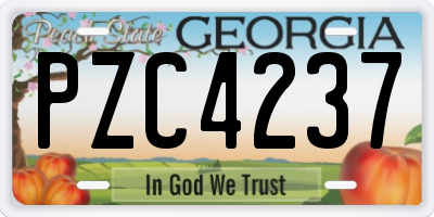GA license plate PZC4237
