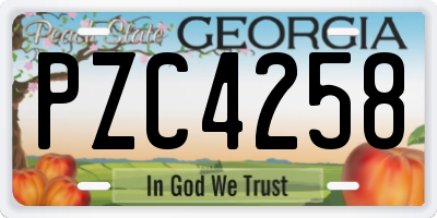 GA license plate PZC4258