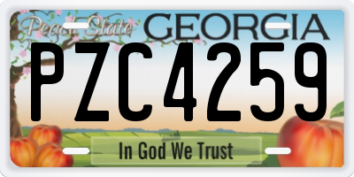 GA license plate PZC4259