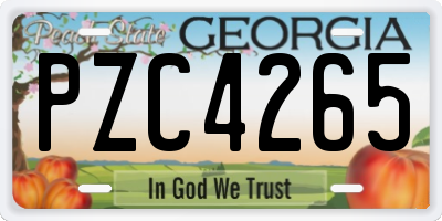 GA license plate PZC4265