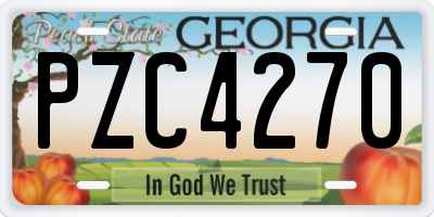 GA license plate PZC4270