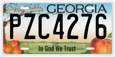 GA license plate PZC4276