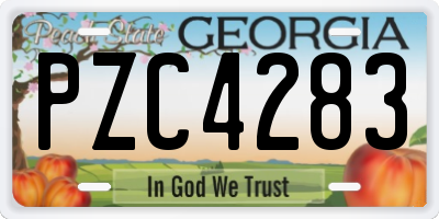 GA license plate PZC4283