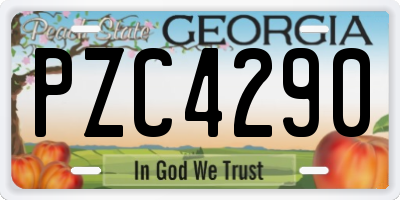 GA license plate PZC4290