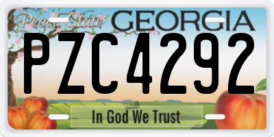 GA license plate PZC4292