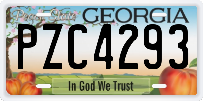 GA license plate PZC4293