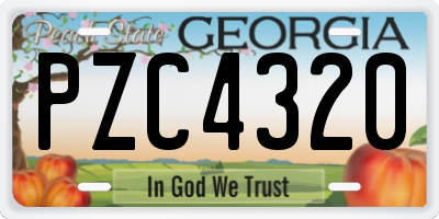 GA license plate PZC4320