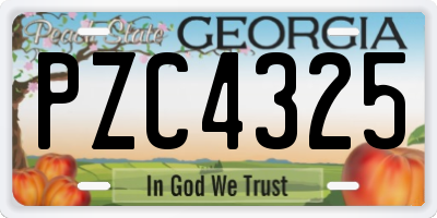 GA license plate PZC4325