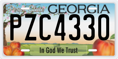 GA license plate PZC4330