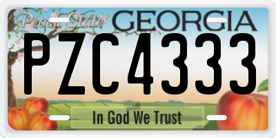 GA license plate PZC4333