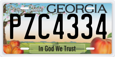 GA license plate PZC4334