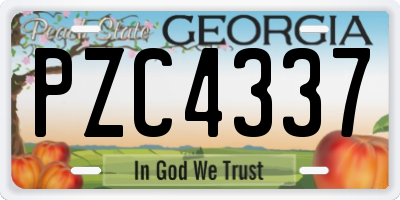 GA license plate PZC4337