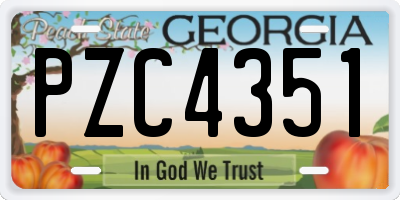 GA license plate PZC4351