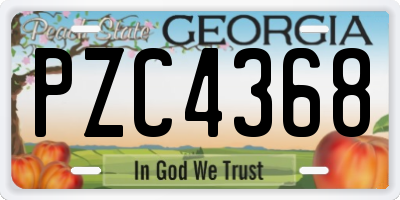 GA license plate PZC4368