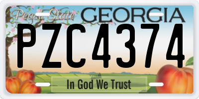 GA license plate PZC4374