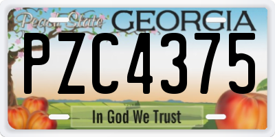 GA license plate PZC4375