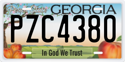 GA license plate PZC4380