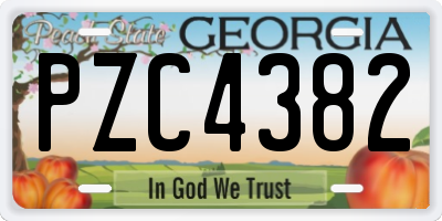 GA license plate PZC4382