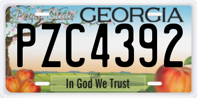 GA license plate PZC4392