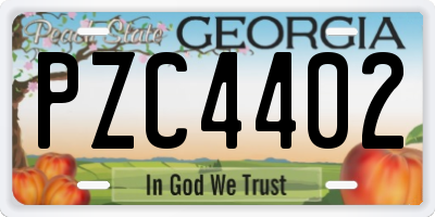 GA license plate PZC4402