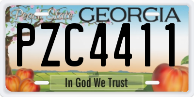 GA license plate PZC4411